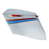 HR3 White Flake Fade CVO Stretched Saddlebags For 14-23 Harley Touring